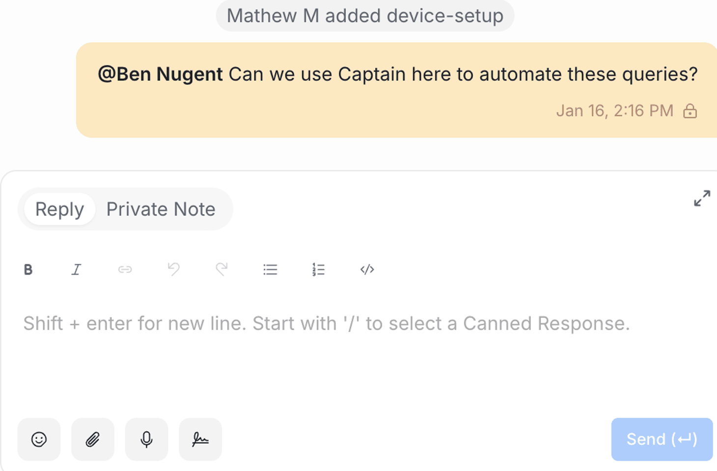 Private notes & mentions